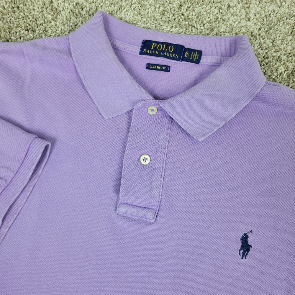 Polo Ralph Lauren Classic Fit Mens XL Solid Purple Pony Stretch Knit SS